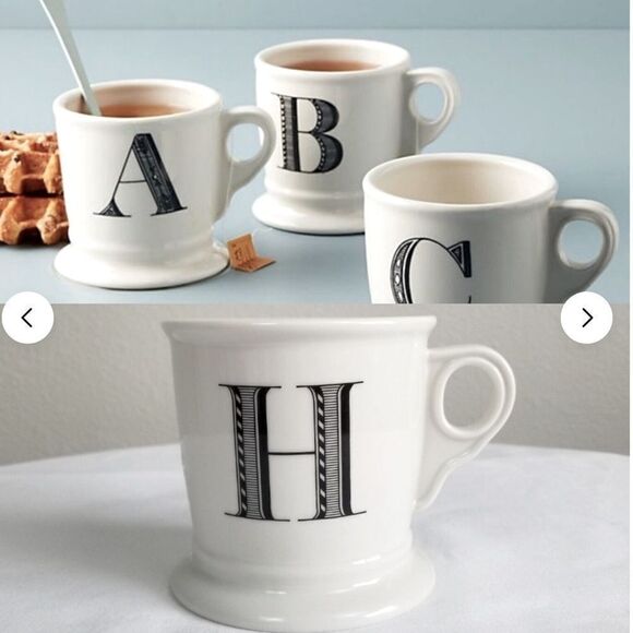 Anthropologie White Monogram Initial H Pedestal Mug - Picture 4 of 13